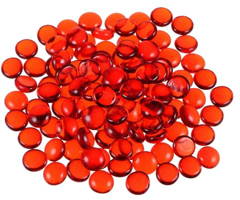 sourcing map Fire Glass Beads for Fire Pit, Flat Marble Beads, Glass Pebbles, Vase Fillers Beads for Aquarium Succulent Pot Garden Decoration 17-19mm(2/3-3/4),500g/1.1lbs Red