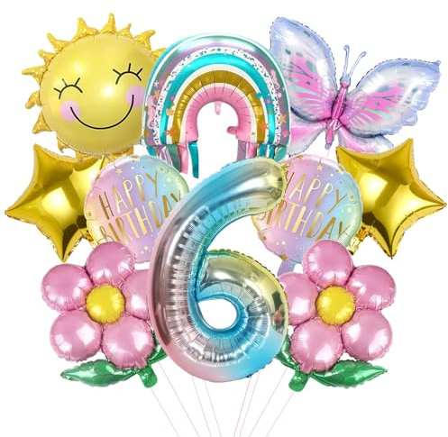 Mizijia 10 Stück Schmetterlinge Geburtstagsdeko 6 Jahre Junge Mädchen, Schmetterlinge Luftballons Set, Party Deko Ballons, Folienballon Deko, Kinder Geburtstag Deko Party Luftballons (6)