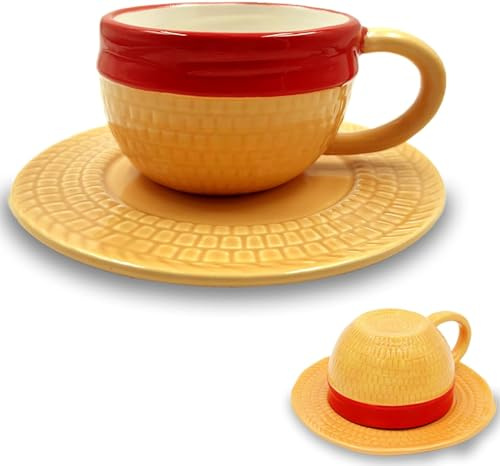 FIYSON One Piece Anime Tasse à café, Ace Mug, 300ml Tasse à café en céramique, Tasse à Lait, Cadeaux pour Noël, Anniversaire, Cadeau d'anniversaire, adapté au Lait, Café, Jus (Luffy)
