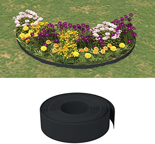 Rasenkanten 4 STK. Schwarz 10 m 15 cm Polyethylen, Chaduof Beetumrandung, Rasen Rakel, Rasenabgrenzung, Lawn Egde, Rasenkantenband