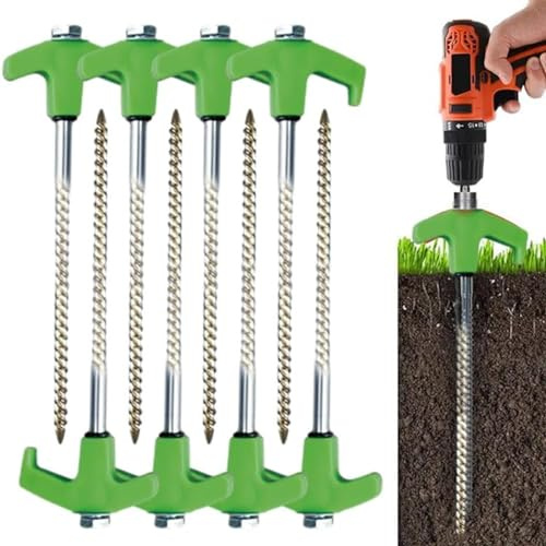 Emiif Zeltheringe, 20,3 cm große Zeltheringe, Vorzelt-Heringe, strapazierfähig, harte Bodenanker, Erdnägel für Zelte, Vordach, Pavillon, Markise, Abspannleinen oder Planen (Grün 8 + 1)