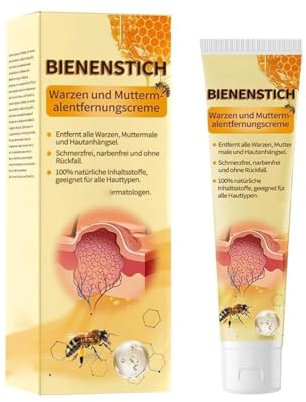 Tag Recede Pommade, Bee Venom Crème Venin D'abeille, Pommade pour L'élimination des Verrues et des étiquettes du Bee Venom, Adapté à Tous les Types de Peau (B-1ps)