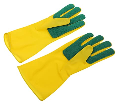 BCOATH Latex Dishwashing Gloves Scouring Pad m Size for Kitchen Cleaning Reusable Housework Gloves for Home Use
