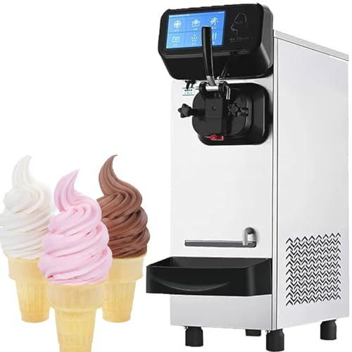 YANGYMM Commercial Ice Cream Machine, 1600W Electric Flavor Yogurt Machine, 21L/h Single Head Table Top Ice Cream Machine intelligent touch with display, for Bars, Cafes, Dessert Shops