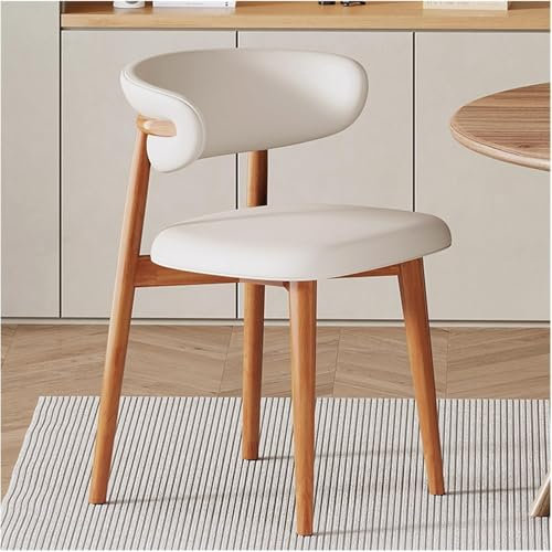 AVLLSO Retro Design Stühle Gepolsterte Esszimmerstühle mit Holzbeinen, Esszimmerstühle aus Kunstleder mit gebogenem, offenem Rücken, Retro-Beistellstühle(Cherry Wood)
