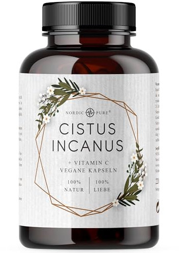 Cistus Incanus Kapseln 180 Stück mit Vitamin C aus Acerola | Polyphenole hochdosiert | Zistrose Kapseln mit 800mg pro Tagesdosis | Made in Germany
