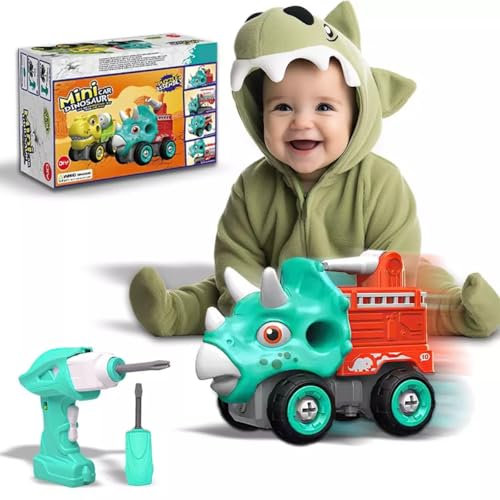 Kid RC Dinosaur Car Toy 32 Pieces DIY Mini Truck Building Puzzle Hand Drill Tool Set