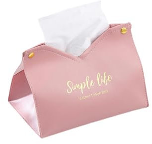 HGRYNDRO Taschentuchbox Blumenleder -Tissue -Box Wohnzimmer Haushaltswebkasten Auto Tissue Box Desktop Tissue Storage Box-rosa-19 * 12 * 12 cm