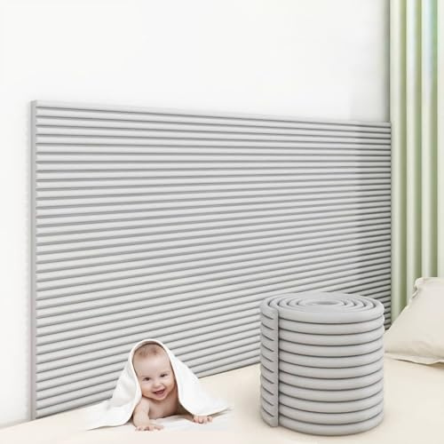 APMOE Panneau Tete de Lit à Coller 200cm Coussin Mural pour Enfant, Panneaux Muraux Rembourrés, 3D Panneau Revêtement Mural Decoratif, 2cm Epaissir Mousse Antichoc Sécurité épreuvage(Gris,2 Pcs)