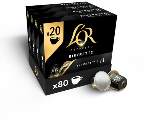 L'OR Espresso Ristretto Coffee Pods x20 Intensity 11 (Pack of 4, Total 80 Capsules) Nespresso®* Compatible