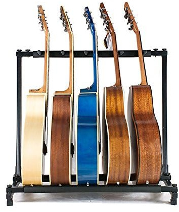 CROWNSHOP 5 Holder Multi Guitar Stand Guitar Stand Foldable Universal Guitar Rack Black Portable Guitar Holder Display Rack for Multiple Guitars Bass