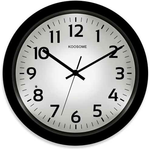 Koosome 30cm Wanduhr mit Nachtlicht, Beleuchtete Wanduhr im Dunkeln Leuchtend, Batteriebetrieben, Schwarz-Weiße Akryl-Wand-Uhr, Lautlos, Modern, Ideal für Schlafzimmer, Wohnzimmer, Sanftes Leuchten