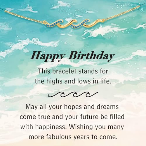 IEFLIFE Birthday Gifts for Women - Birthday Gifts for Best Friend Women Her, Happy Birthday Gift for Mom Daughter Sister Friend, Wave Bracelet Jewelry Gift for Her