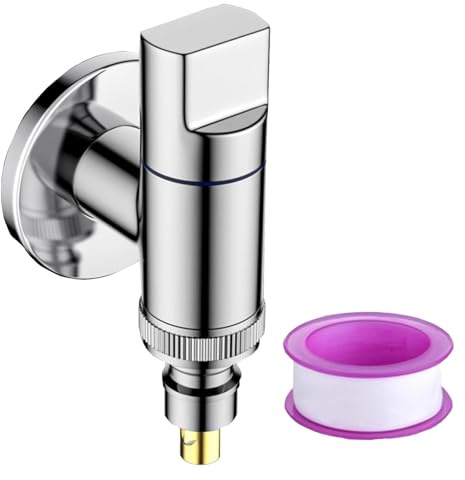 WISIRENT Waschmaschinenarmatur, 1/2- und 3/4-Waschmaschinen-Wasserhahn aus Messing mit Wasserstopp, Eckventil