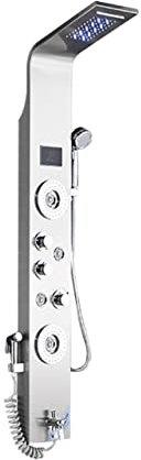 Set rubinetto doccia, Pannello doccia for bagno a LED 6 modalità Colonna doccia LCD intelligente Sistemi for vasca da bagno con cascata a pioggia in oro rosa con miscelatore a getto massaggiante(Brush