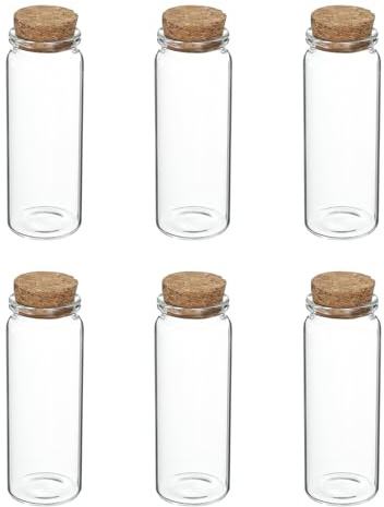 sourcing map 6 mini bottiglie di vetro con tappo in sughero, 80 ml, piccole bottiglie trasparenti vuote, fiale per fai da te, artigianato, feste, matrimoni, bomboniere