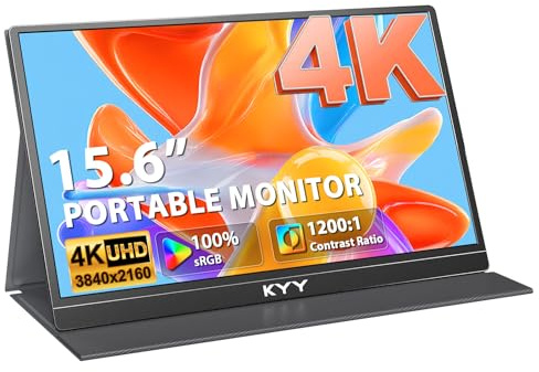 KYY 4K Portable Monitor for Laptop 15.6 UHD Laptop Monitor Portable VESA