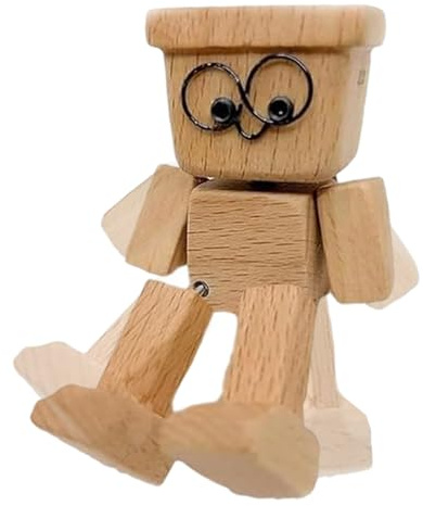 Generisch Schüttelmann Holz - Wackelnder Holzmann Für Auto Armaturenbrett | Lustige Dekofigur Mit Nickfunktion Aus Naturholz | Schwingfigur Autos Deko - Retro Geschenk Kinder Erwachsene