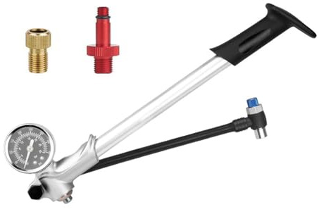 Professionelle Federgabelpumpe, 400 psi Hochdruckpumpen, Luftmessgeräte ausgestattet, drehbare Doppelventile, Aufblaswerkzeug, Fahrradfedergabelpumpen mit Manometern
