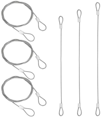 YUVKIN Juego de 6 cables de seguridad de acero inoxidable con ojales, cable de acero para candados de bicicletas, cerraduras de puertas, candados de equipaje (2 mm x 30 cm, 40 cm, 50 cm) (Plata)