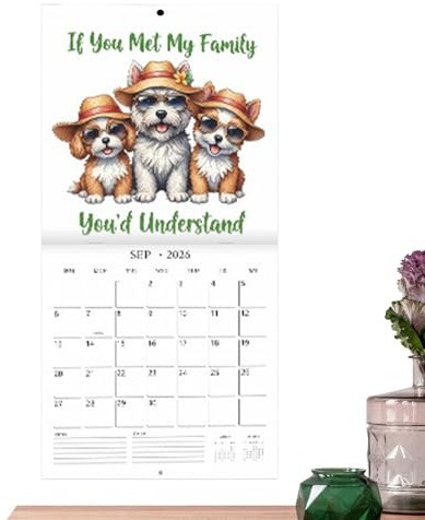Calendrier mural – 8,27 x 8,27 pouces, planificateur mensuel, organisateur d'agenda papier, planificateur de vacances pour bureau à domicile, design académique pour réfrigérateur ou mur, organisateur