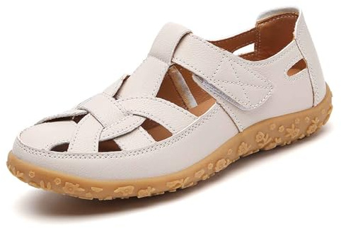 Generisch 2026 Sandalias cómodas de mujer para el uso diario y vacaciones al aire libre con punta cerrada, correa ajustable y estilo transpirable para el verano (Beige, 40)
