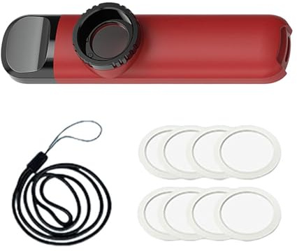 TUXCAXI Kazoo musicale professionale Essential Vibe Kazoo Flauto con tono regolabile per chitarra, ukulele, pianoforte, tastiera e molti altri strumenti X1 con cinque diaframmi , Rosso , 10.8x2.5x2 cm