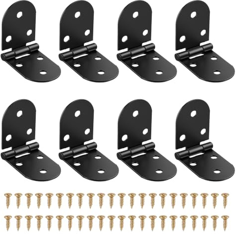 Bisagra plegable de 180 grados, juego de 8 – Bisagras redondas de acero inoxidable para mesa Klapp – Mecanismo para atornillar para mueble – Negro