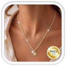 Chriscoco 925 Sterling Silver Necklaces for Women Adjustable Necklace Chain | 45+5cm Extension Chain,Pendant Heart Coin Circle Sun,Hypoallergenic,Sterling Silver Chain，14K Gold Plated Necklaces for Women