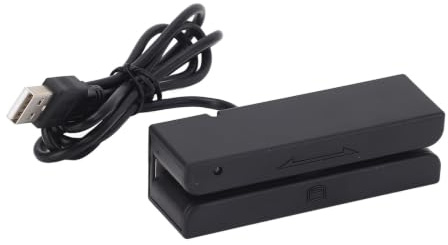 Luocute Lector de Tarjetas de Banda Magnética, Manual Bidireccional USB de 3 Pistas para Verificación de Identidad de Control de Acceso POS, con Zumbador LED Plug and Play para