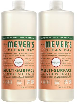 MRS. MEYER'S CLEAN DAY Multi-Surface Everyday Concentrate, Geranium Scent, 32 Fl Oz Bottle - 2 Pack