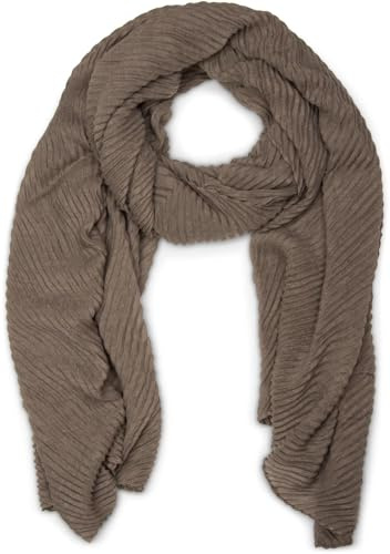 styleBREAKER Damen Schal fein gekreppt | Leichter Plissee-Schal für stilvolle Looks | Elegantes Halstuch mit fließenden Falten | Modisch Vielseitig & Angenehm weich | 96 x 192 cm, Farbe:Taupe