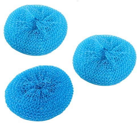 sourcing map Esponja de malla tejida tazón plato Limpieza Estropajos depurador azul 3pcs