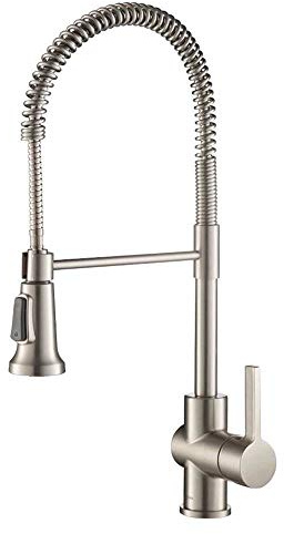 KRAUS Britt Commercial Style Spot Free Stainless Steel Pre-Rinse Kitchen Faucet with Deck Plate, KPF-1690SFS