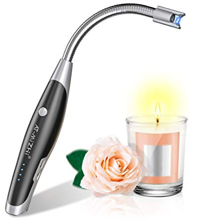 AT-Mizhi Electric Lighter - Rechargeable Long Neck Lighter with LED Flashlight for Candles, Camping & BBQ