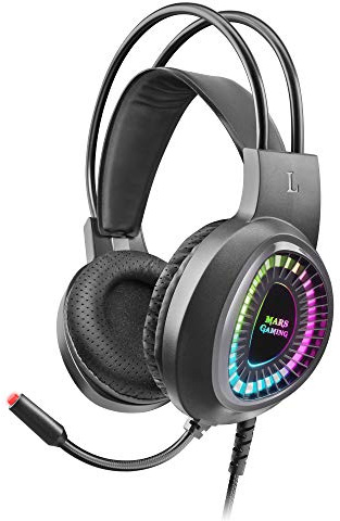 Mars Gaming MH220, Gaming-Kopfhörer ARGB SuperBass, Flexibles Mic, Ultraleicht
