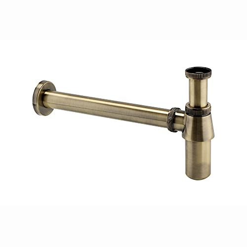 ENKI W27 Bottle Trap Round Traditional Basin Waste, Antique Brass, Pop Up | Solid Brass, 1-Year Guarantee, Click Clack Waste, Pop Up Plug, Easy Clean, Bathroom