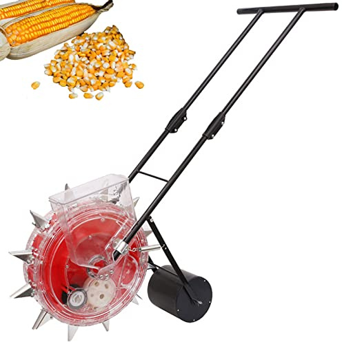 2 in 1Garden Push Seeder Rustproof Broadcast Spreader Vegetable Metal Seeder With 6 Seed Plates for Corn Beans Cotton Peanut,10 mouth