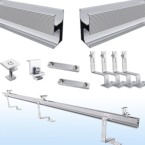 Warmfay Balkonkraftwerk Halterung Ziegeldach Komplettset für 1 Paneele, Befestigung Solarpanel Ziegeldach - Bis 115CM Breite PV Modul und 30 mm Dicke, Alu Solar Halterung Ziegeldach Geprüft als Robust