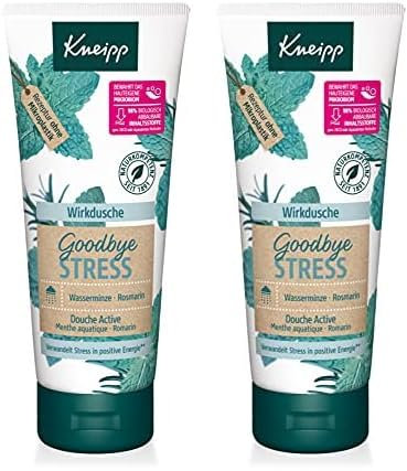 Kneipp Wirkdusche Goodbye Stress - feuchtigkeitsspendendes Duschgel mit ätherischen Ölen aus Rosmarin & Wasserminze für mehr Energie - vegan - ohne Mikroplastik - 200ml (Packung mit 2)