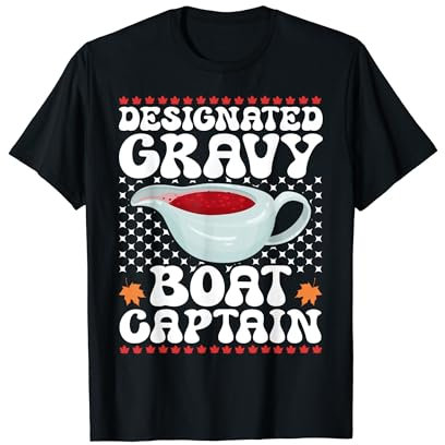 Thanksgiving Day Designated Gravy Boat Captain Turkey T-Shirt