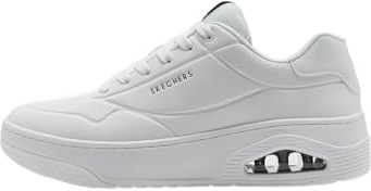 Skechers Baskets Uno Court pour Homme, Maille en Cuir Dura Blanc, 42 EU