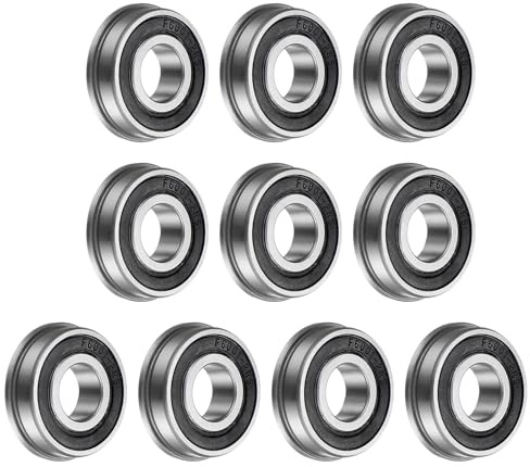 QUARKZMAN Cuscinetto a Sfera Flangiato F6001-2Rs, 10 Pezzi 12x28x8mm in Acciaio Cromato a Doppia Tenuta Abec1 per Cuscinetti Flangiati