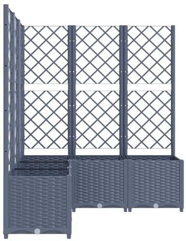 Gecheer Large Dark Grey Garden Planter with Trellis, PP Material, 120 x 120 x 136 cm Model318257