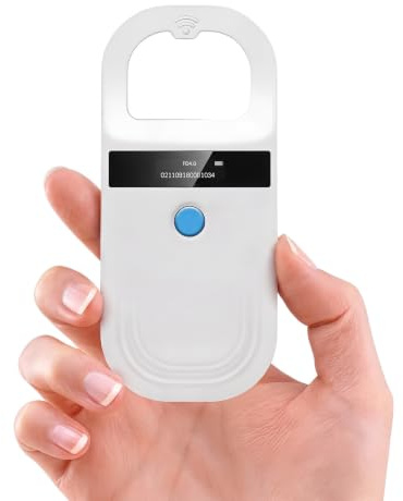 Bewinner Haustier Mikrochip Scanner, Tragbarer Tier-Chip-ID-Scanner, 134,2 kHz, 128 Aufzeichnungen, Datenspeicherung, Tier-Mikrochip-Leser-Scanner für das Tiermanagement von Hunden