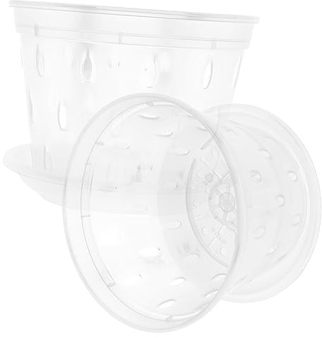 Macetas para Orquídeas de Plástico Blanco con Control de Raíces y Bandeja