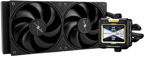 Thermalright FW240 Black CPU AIO Cooler,PC 240 Specification Water Cooler System,IPS LCD Screen with 320*240 Resolution,for AM5&Intel LGA1700/1851,High Performance Pump,Comes with 2.4-inch LCD Display