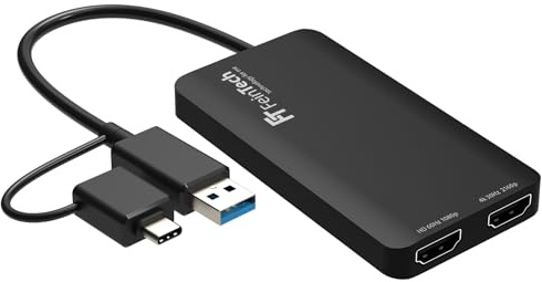 FeinTech CX200 USB Dual HDMI Adapter Splitter 2 Monitore gleichzeitig PC Windows Mac