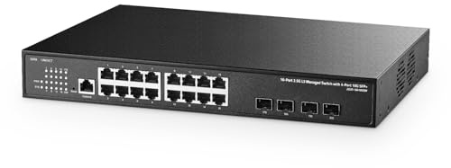Commutateur réseau géré par Web Binardat 20 Ports 2,5 G, 16 Ports Ethernet 2,5 G, 4 Ports SFP 10 Gigabit, géré par Web/CLI L3, commutateur réseau métallique Multi-gigabit de Bureau/montable en Rack