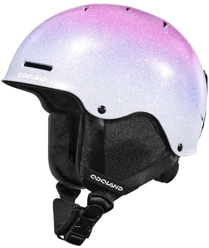Odoland Skihelm, Glitzer Snowboardhelm für Damen und Mädchen Optimaler Schutz Größenverstellbar Belüftungssystem Skibrille Kompatibel Snowboard zum Skifahren